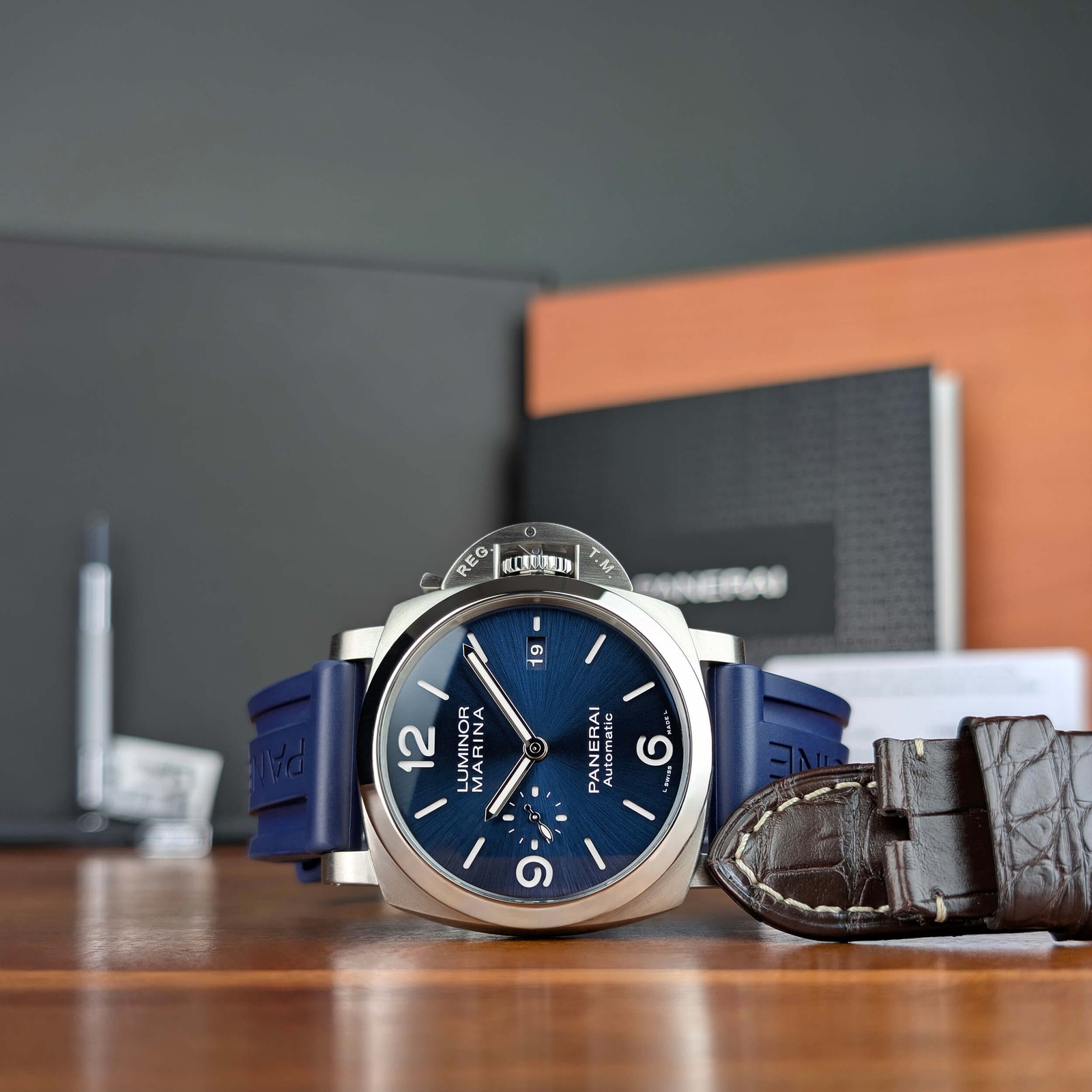 2022 Box & Card Blue Dial Panerai Luminor Marina PAM01313