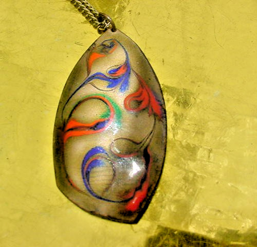 H. Kidd Austria MCM Enamel Pendant Necklace Bird Headed Dakini Dakinis charm 28″