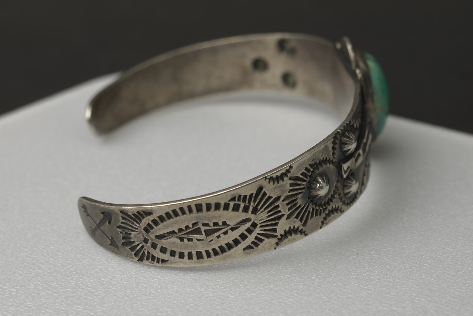 Old Fred Harvey Era Navajo Turquoise Early Silver Cuff Bracelet