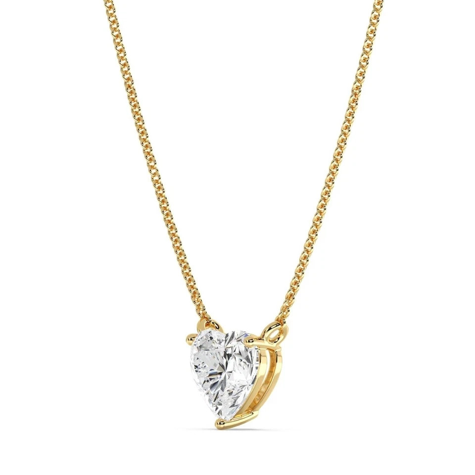 2.00CT Heart Natural Diamond Pendant Necklace For Any Festivals 14K Yellow Gold