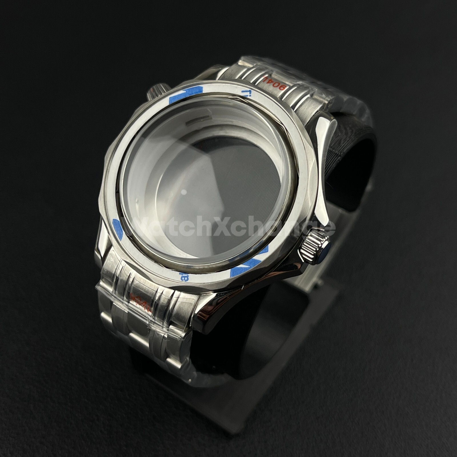 41mm Silver Stainless Steet Sapphire Glass Watch Case fit NH35 NH36 Seamaster