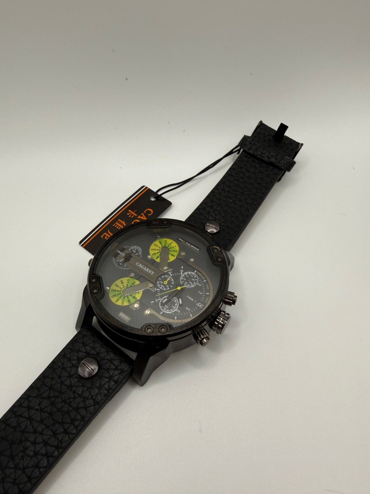 Cagarny 6820 Oversized Dual Time Zone Mens Quartz Watch Bold Statement Piece