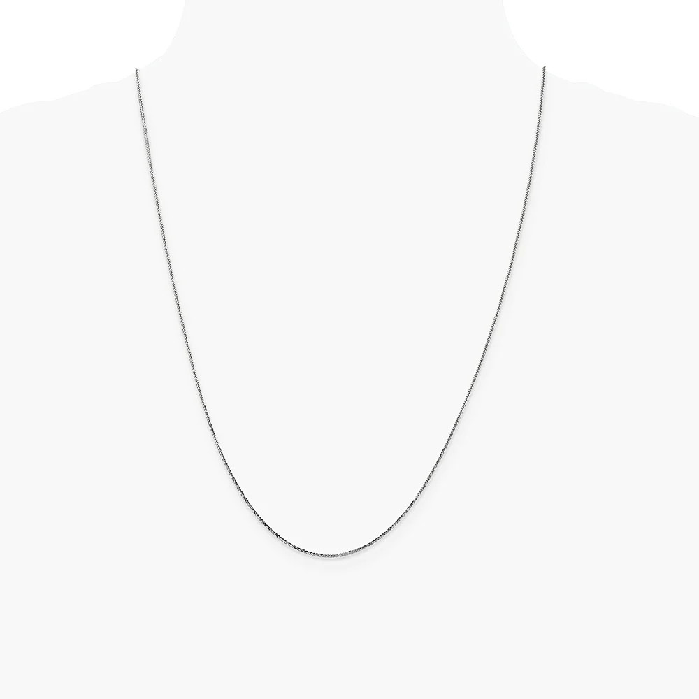 14K White Gold .8mm Diamond-Cut Quadra Wheat Chain Necklace 16″-24″
