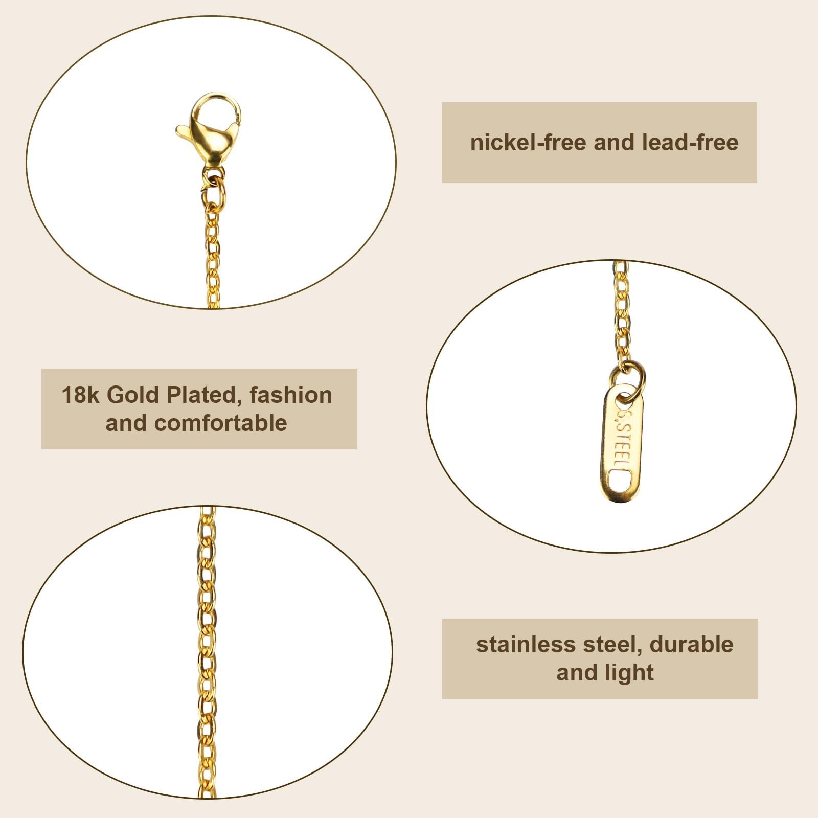 Necklace Extenders, 3 Pc Gold Plated Chain Extenders, 2″, 4″, 6″