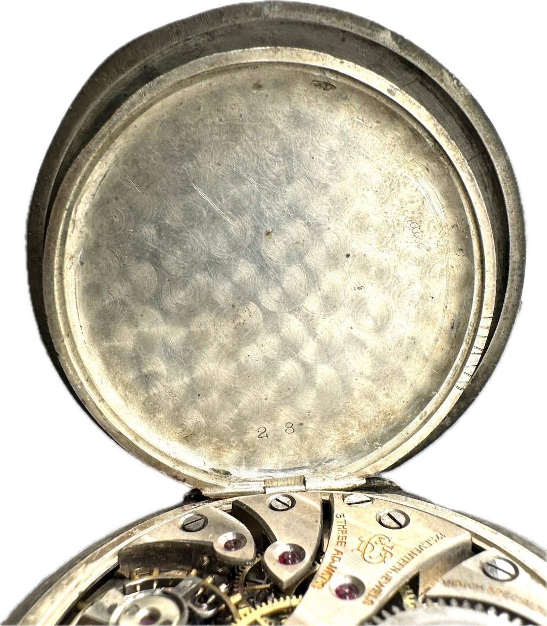 Antique Dietrich Gruen Holy Freres Repousse Bobsleigh Case Pocket Watch Nickel