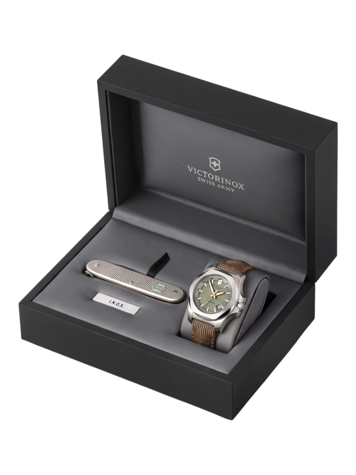 Victorinox I.N.O.X. 241867.1 Mechanical 43mm Watch w/Pioneer Alox Pocket Knife