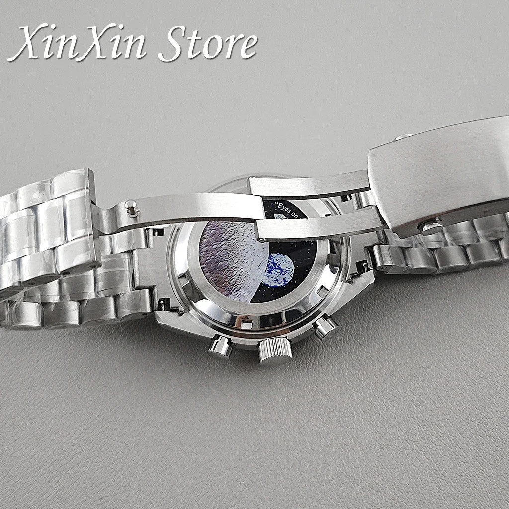 39.7mm MEN’s WATCH Case MOON Pattern Back CHRONOGRAPH For VK63A VK63 VK64 QUARTZ