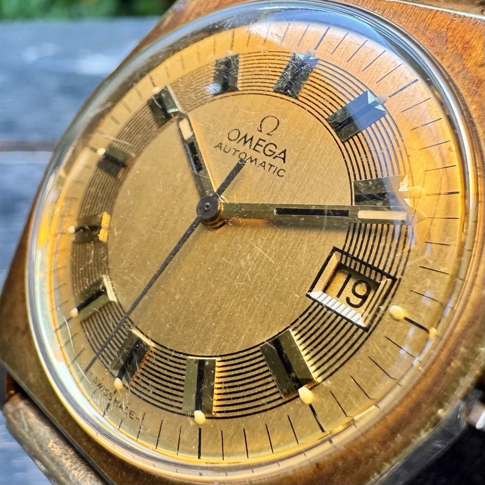 Vintage 1970s Omega Automatic Gold Plated Barcode 166.0118 cal 1480 Swiss 36mm