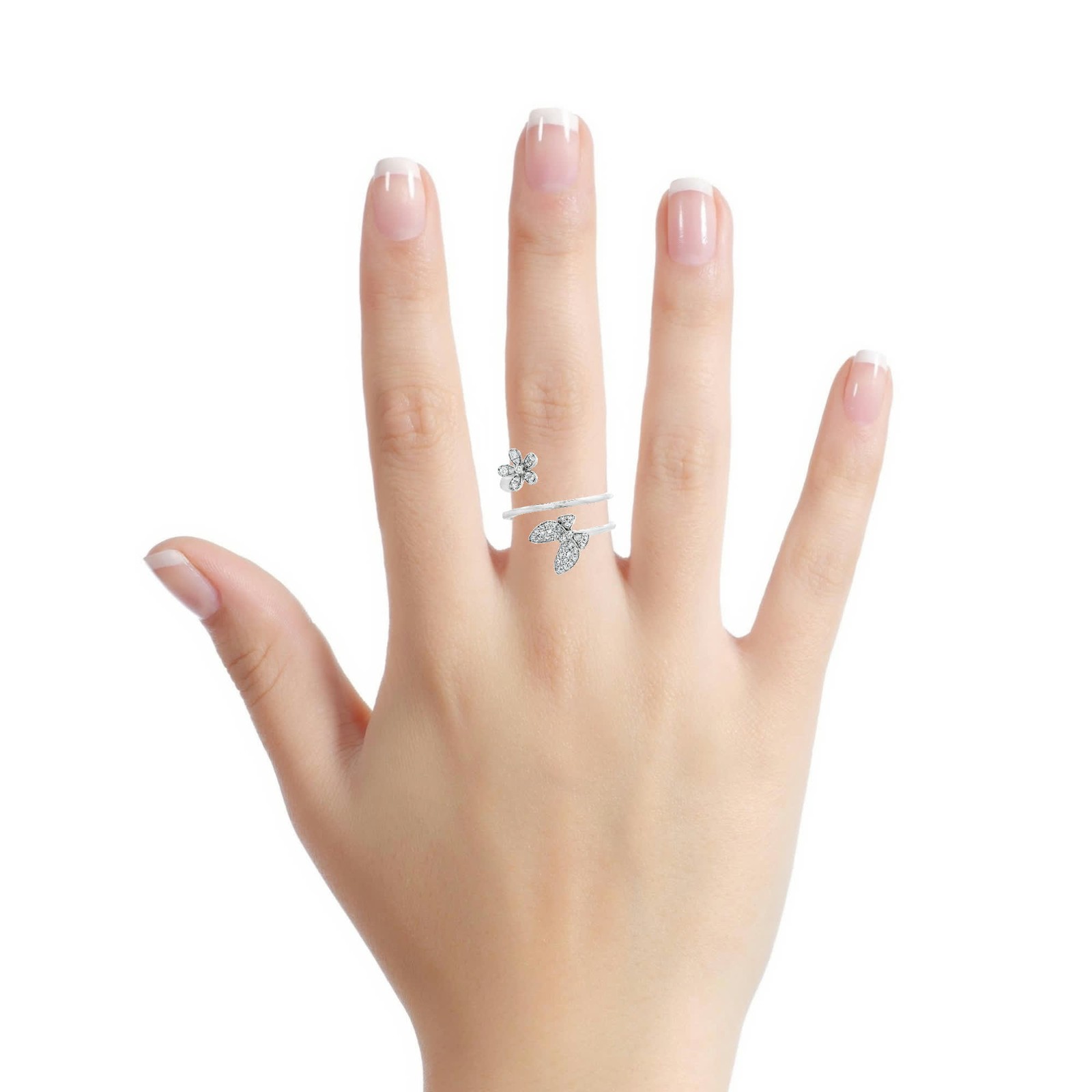 0.23ct Natural 41-Diamond Pavé Ring, 14k White Gold, Size 7