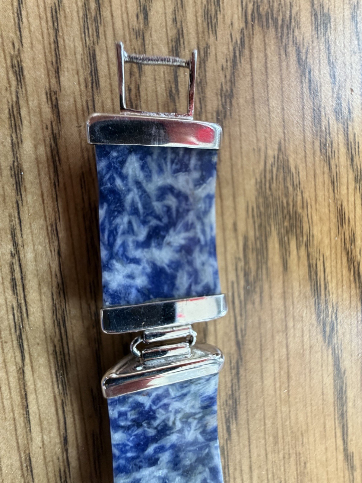 Vtg 925 Sterling Silver Faceted Sodalite Link Panel Bracelet – LOVELY!