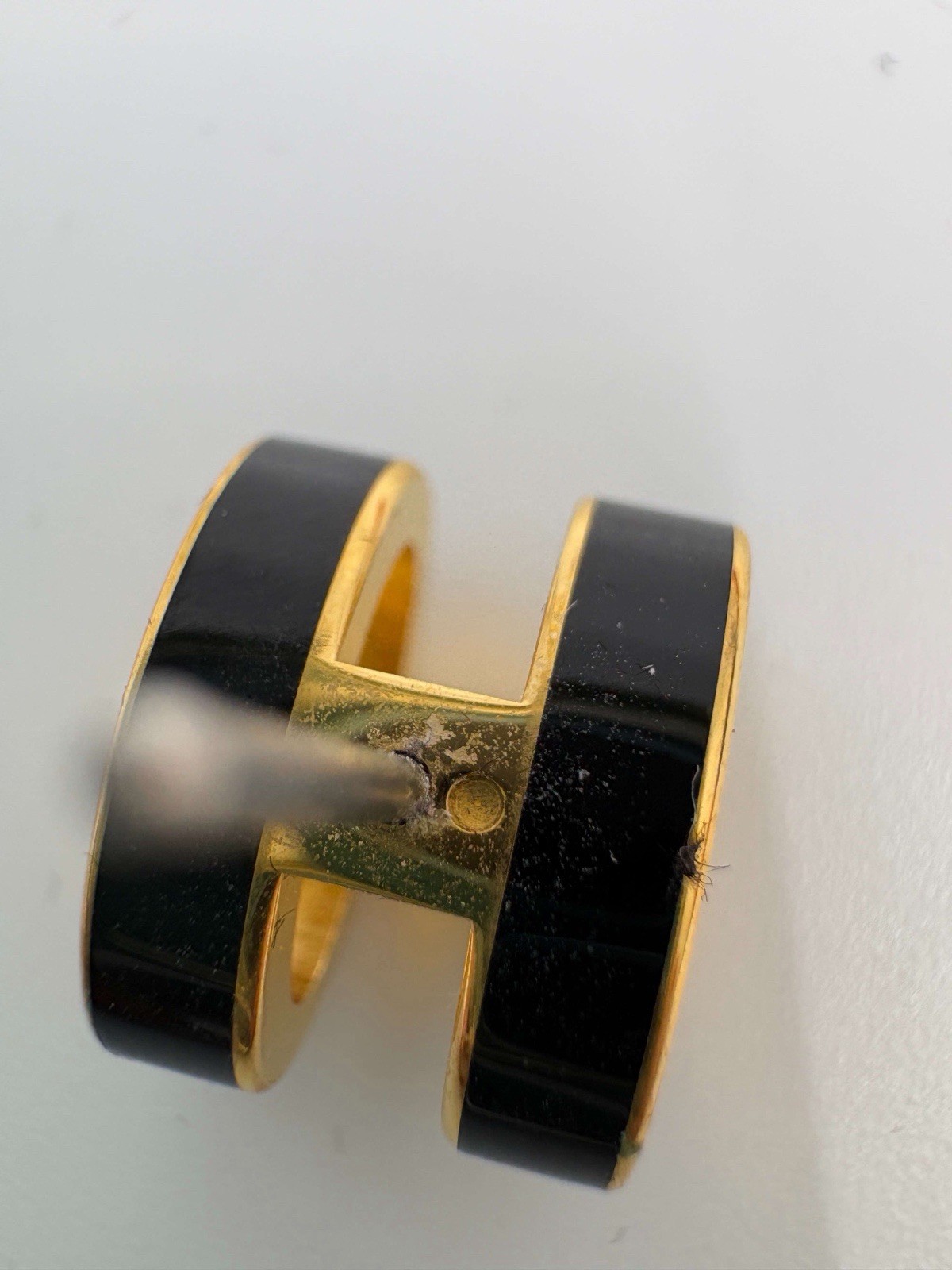 Hermès Mini Pop H earrings in black enamel with gold-plated RM26060075