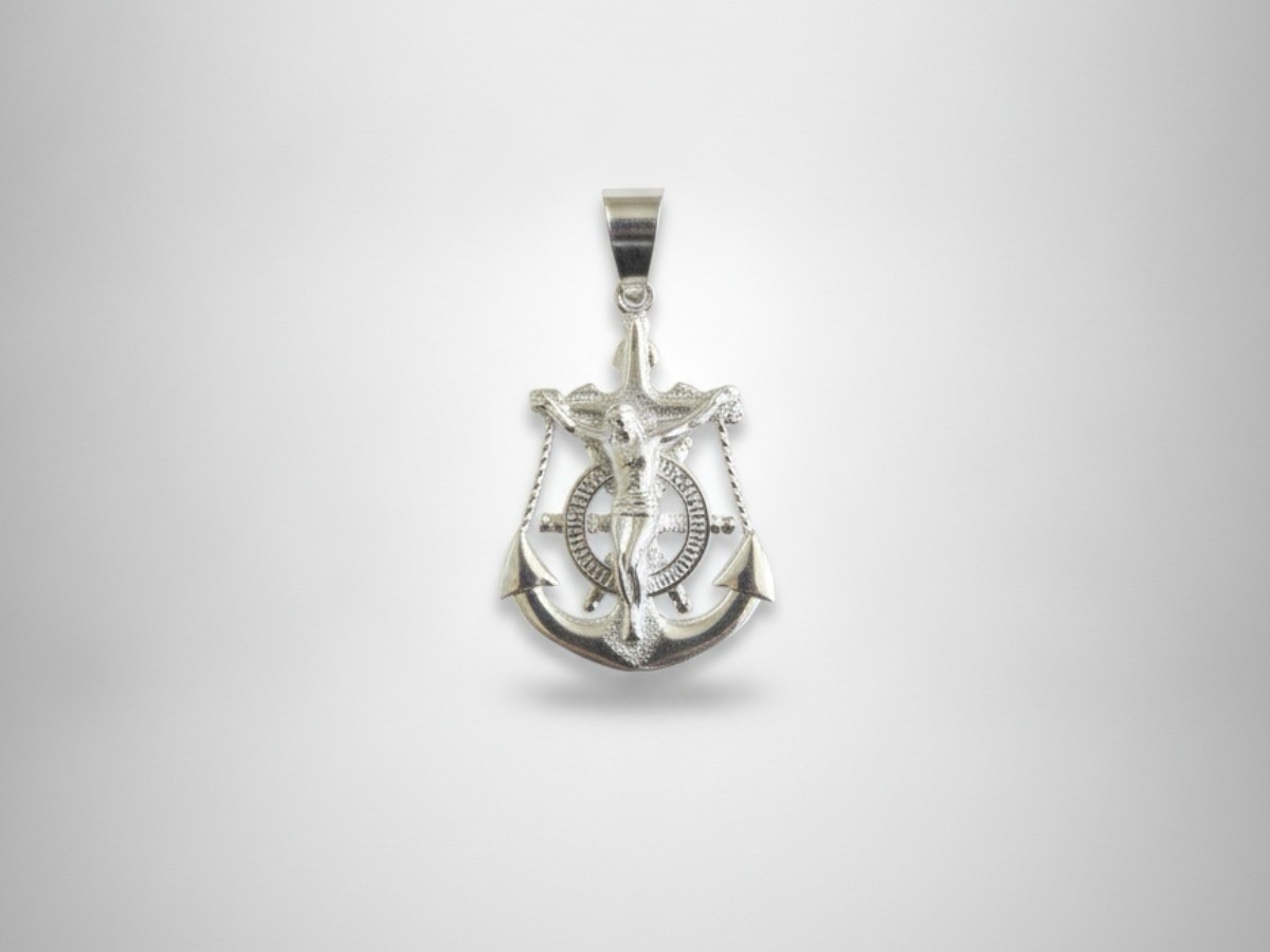 Silver Tone Nautical Anchor Charm Pendant w/ Bail, Asymmetrical Metal No Stone