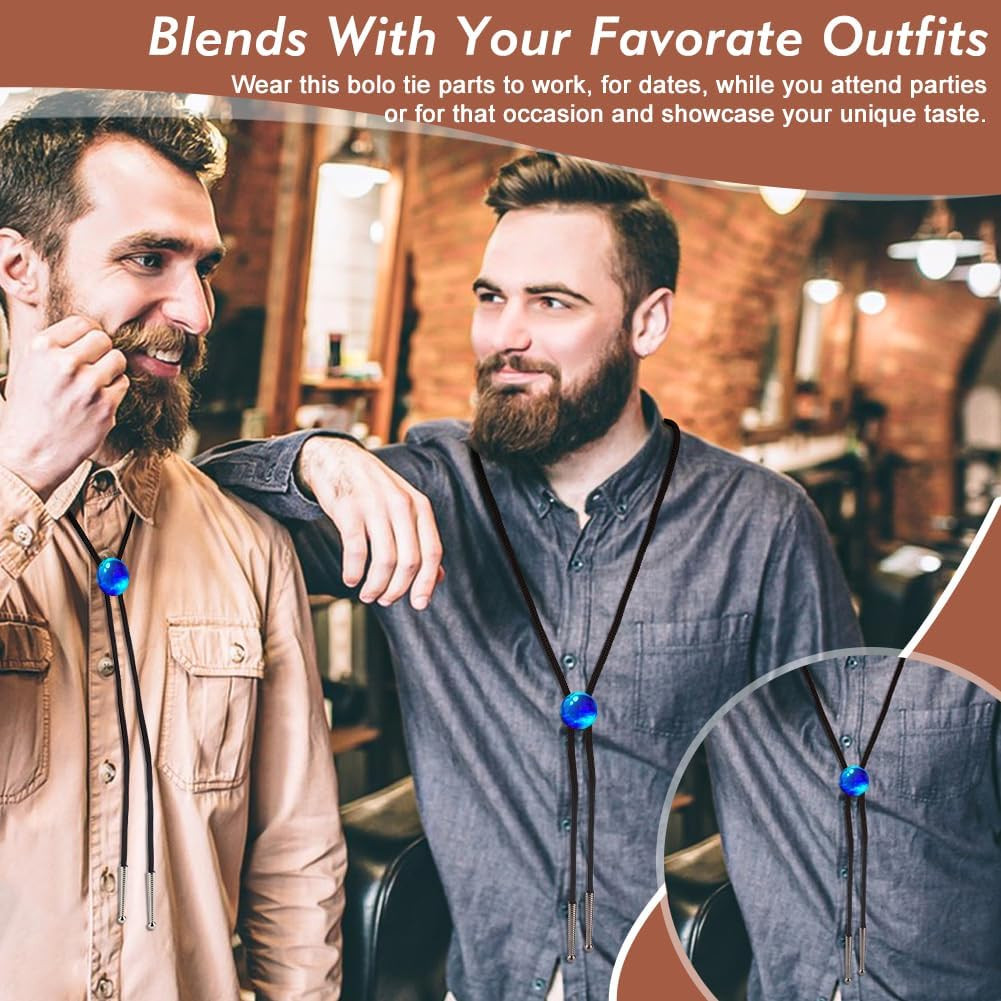 Bolo Tie Findings Cowboy Tie Bolo Tie Tips End Caps Kit Including Nylon Cords,