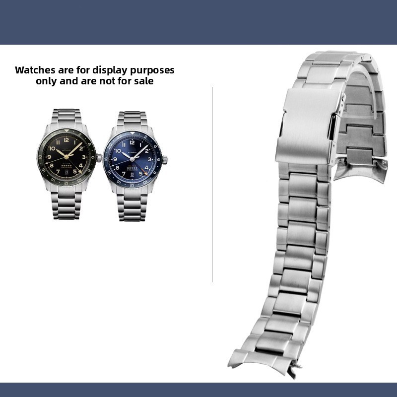 For Longiness Spirit L3.812 Solid Curved Stainless Steel Watch Band Strap 22mm