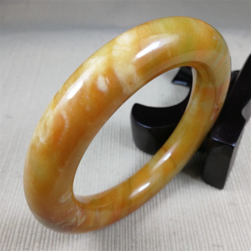 61MM China Ancient Red Green NATURAL HETIAN Jadeite Jade Bracelet Bangle