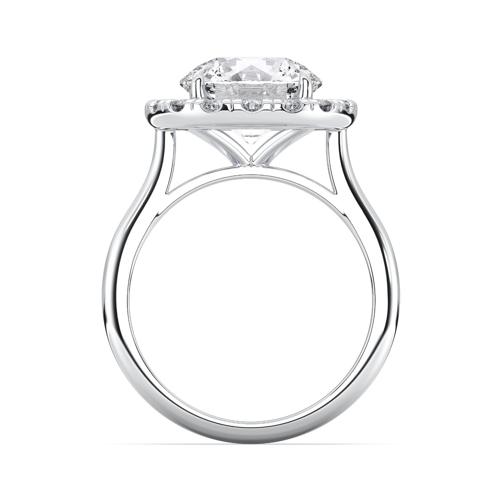 4.70 Carat Round Cut Moissanite Diamond Halo Engagement Ring in Silver For Women