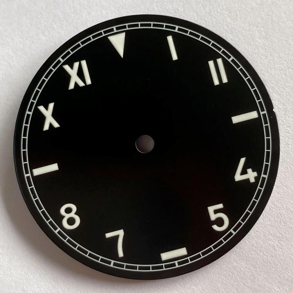 35.6mm Black Watch Dial Face Spare Part Fit ETA6497 ST3600 Hand Winding Movement