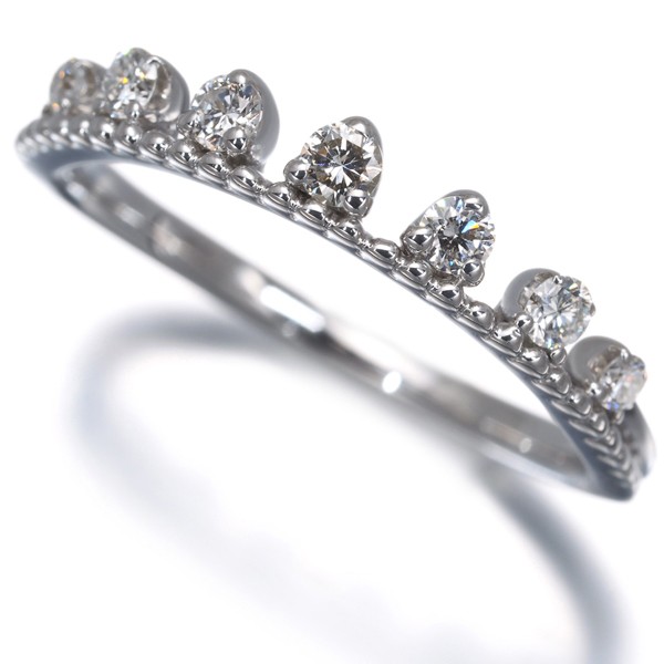Auth MJC Ring Diamond 0.23ct US6.75-7 18K 750 White Gold