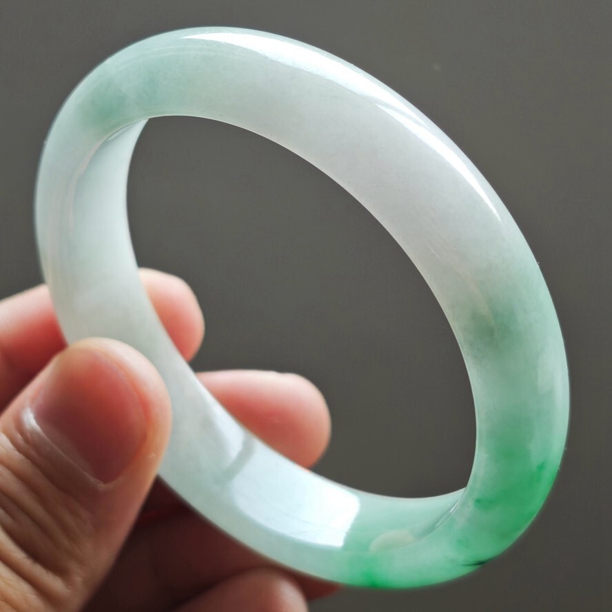 57mm Natural Icy Green Jadeite Jade Bracelets Burma Jade Bracelet Bangle 2922
