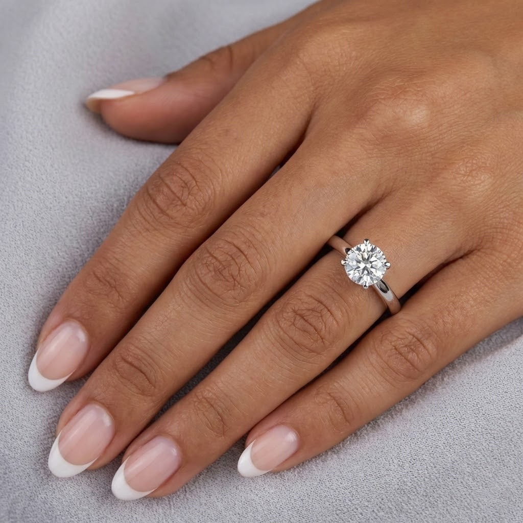 Engagement Ring 14K White Gold Classic 1.79 Carat Round Lab-Grown Diamond G SI1