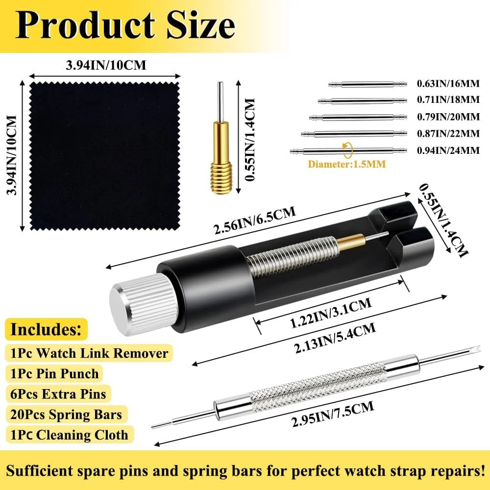 Adjustment Watch Band Strap Link Pin Remover Spring Bar Repair Resizing Tool Kit