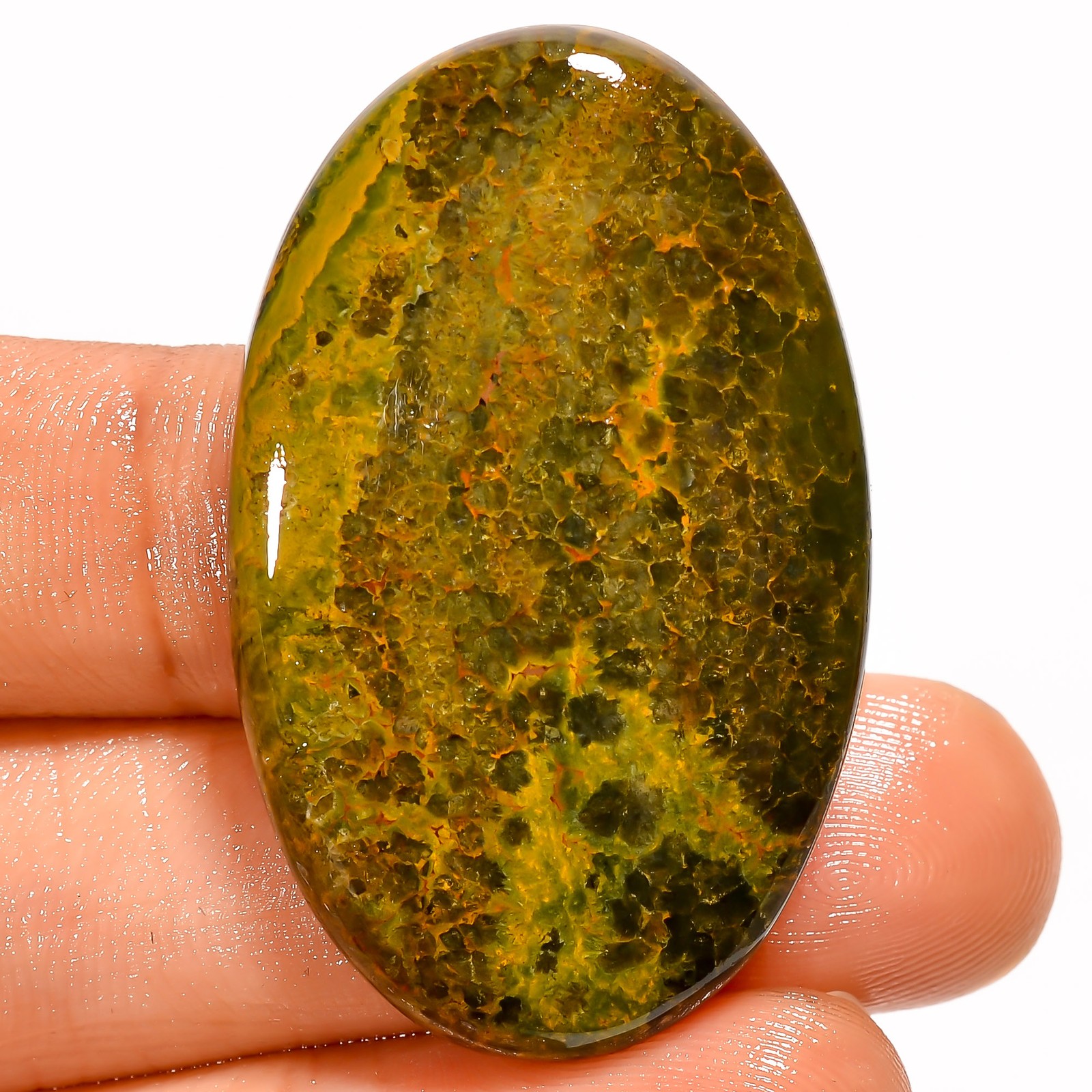 100% Natural Seam Agate Oval Shape Cabochon Gemstone 49 Ct. 40X24X5 mm A-37156