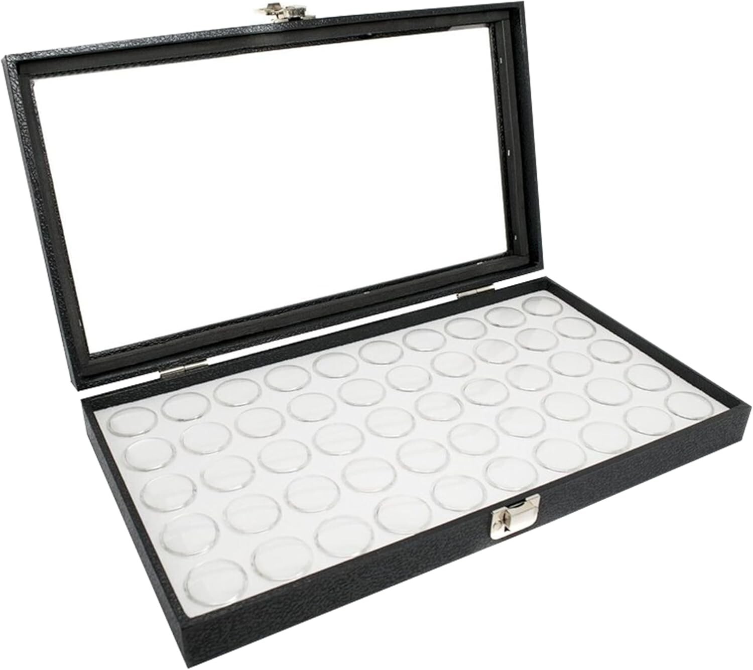 Novel Box Glass Top Black Jewelry Gemstone Display Case With Gem Jar Tray Insert