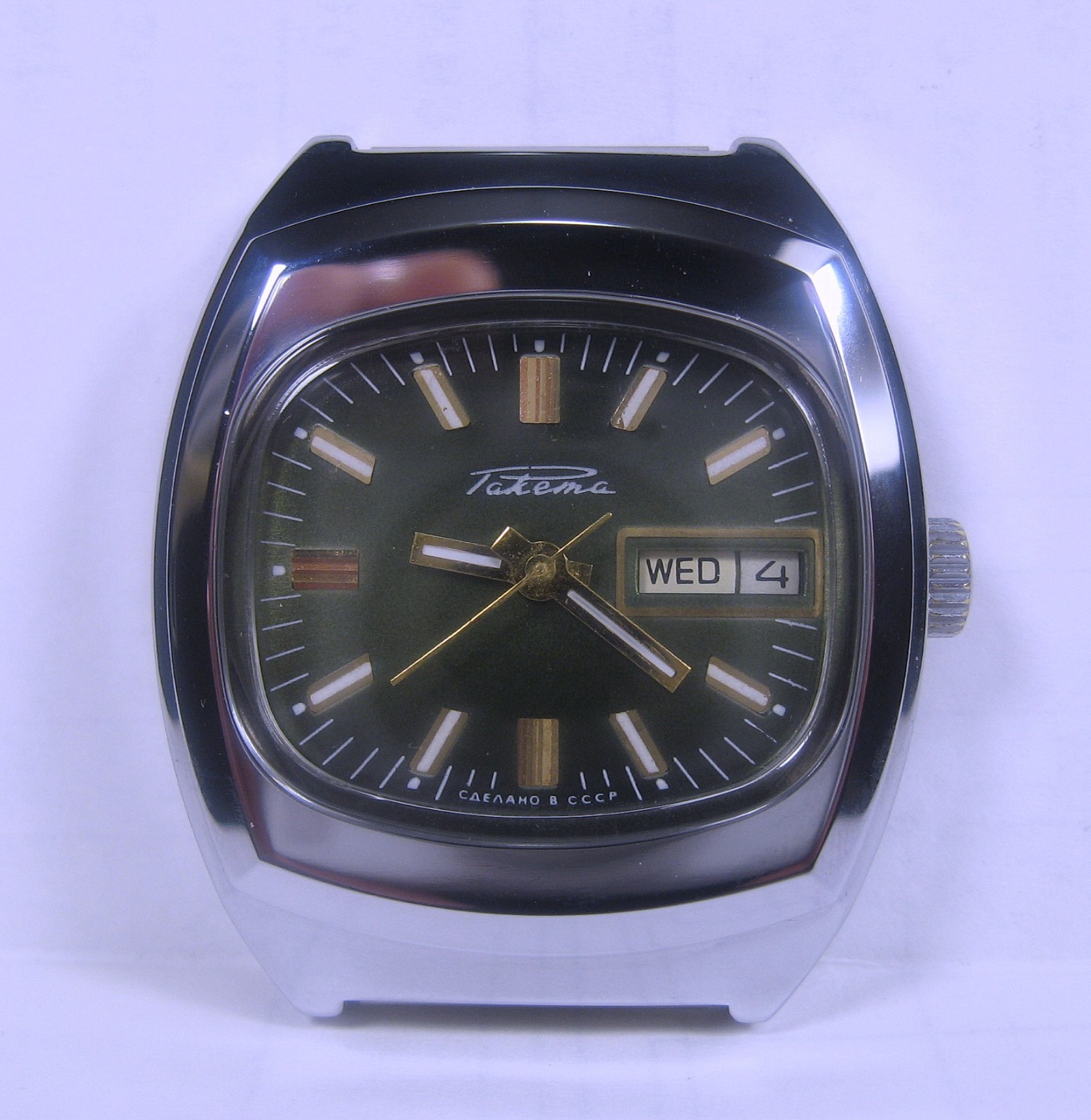 Vtg RAKETA NEW Case + Strap S/Steel 2628H Soviet Classic 19j Wrist Watch 1970s