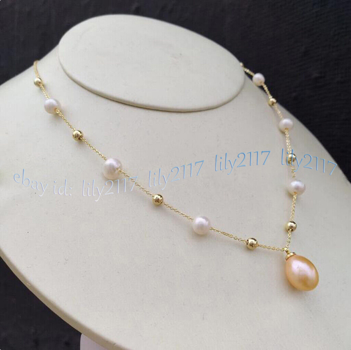 Stunning Real Natural South Sea White Pink Baroque Pearl Pendant Necklace 18”