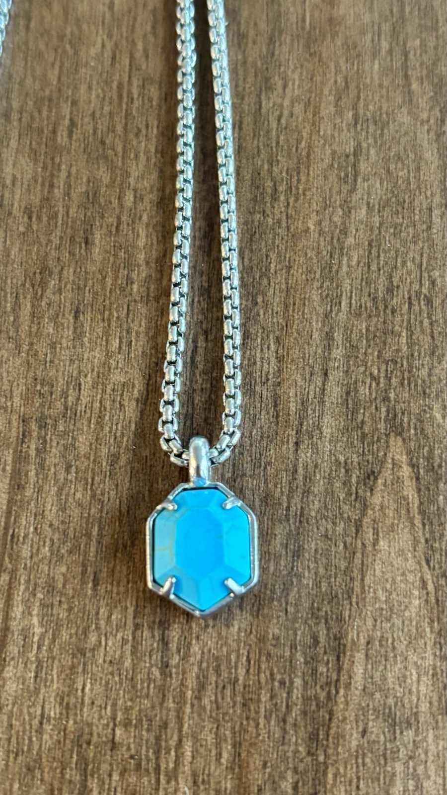 Kendra Scott ~ Teo ~ Turquoise Pendant with Silver Tone Adjustable Slider Chain