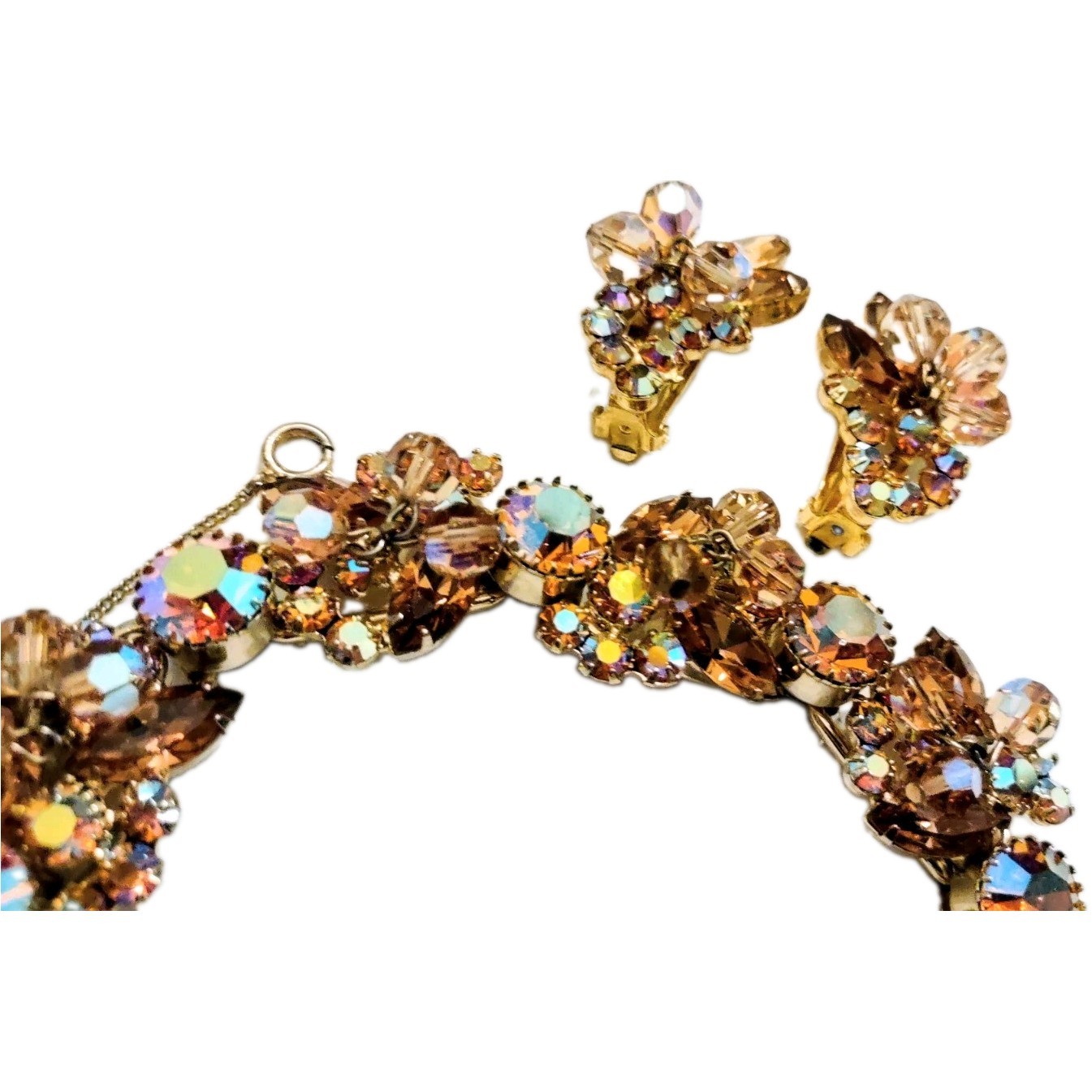 Juliana D&E Cha Cha Bracelet Matching Earrings Topaz AB Rhinestones