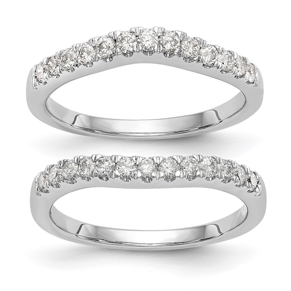 14K White Gold 5/8 Ct Diamond Set of 2 Contoured Wedding Band Ring Size 7s
