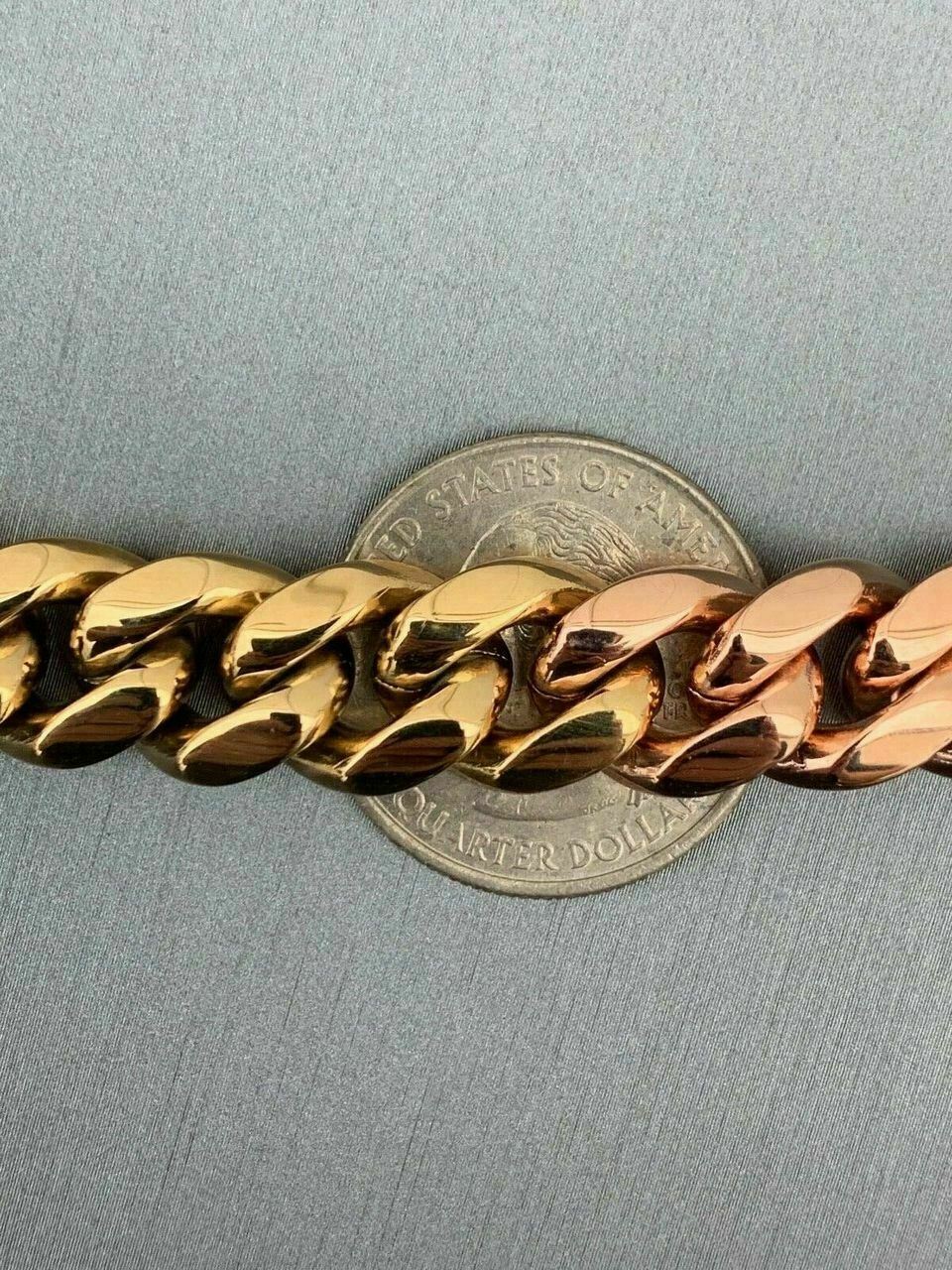12mm Men’s Miami Cuban Link Chain 3 Tri Color Real Gold Plated Stainless 18-30″