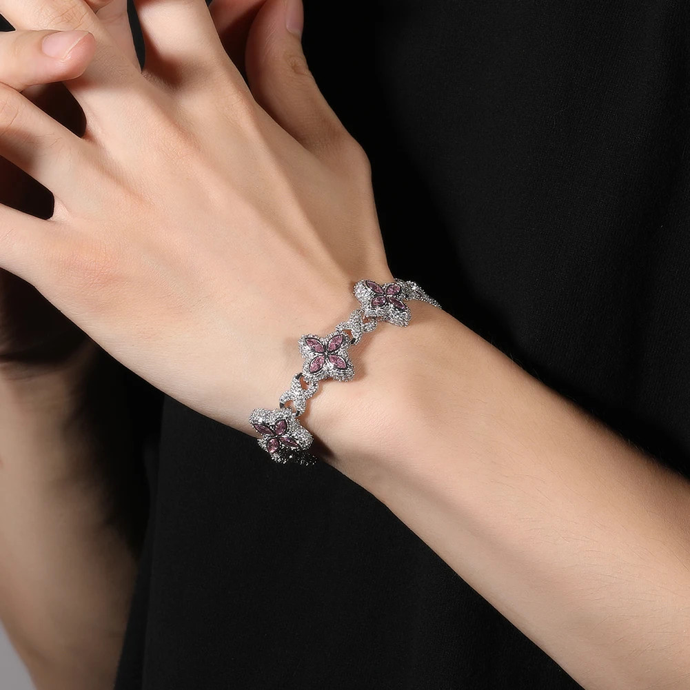 Pulseras infinitas florales UWIN con diseño de baguette azul bebé helado para mu