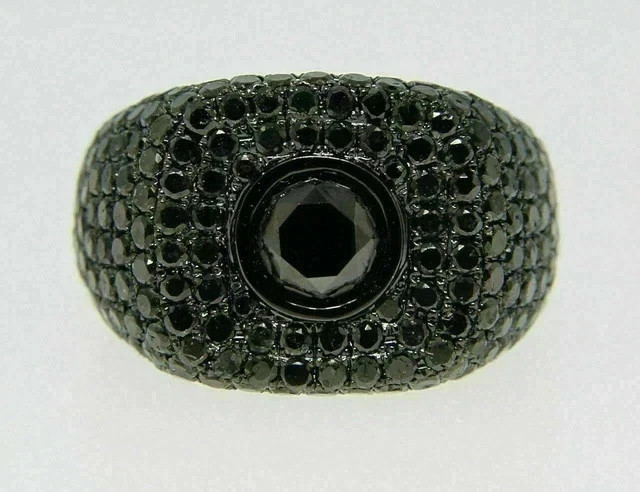 3CT Round Lab Created Black Diamond Men’s Pinky Band Ring 14K Black Gold Plated