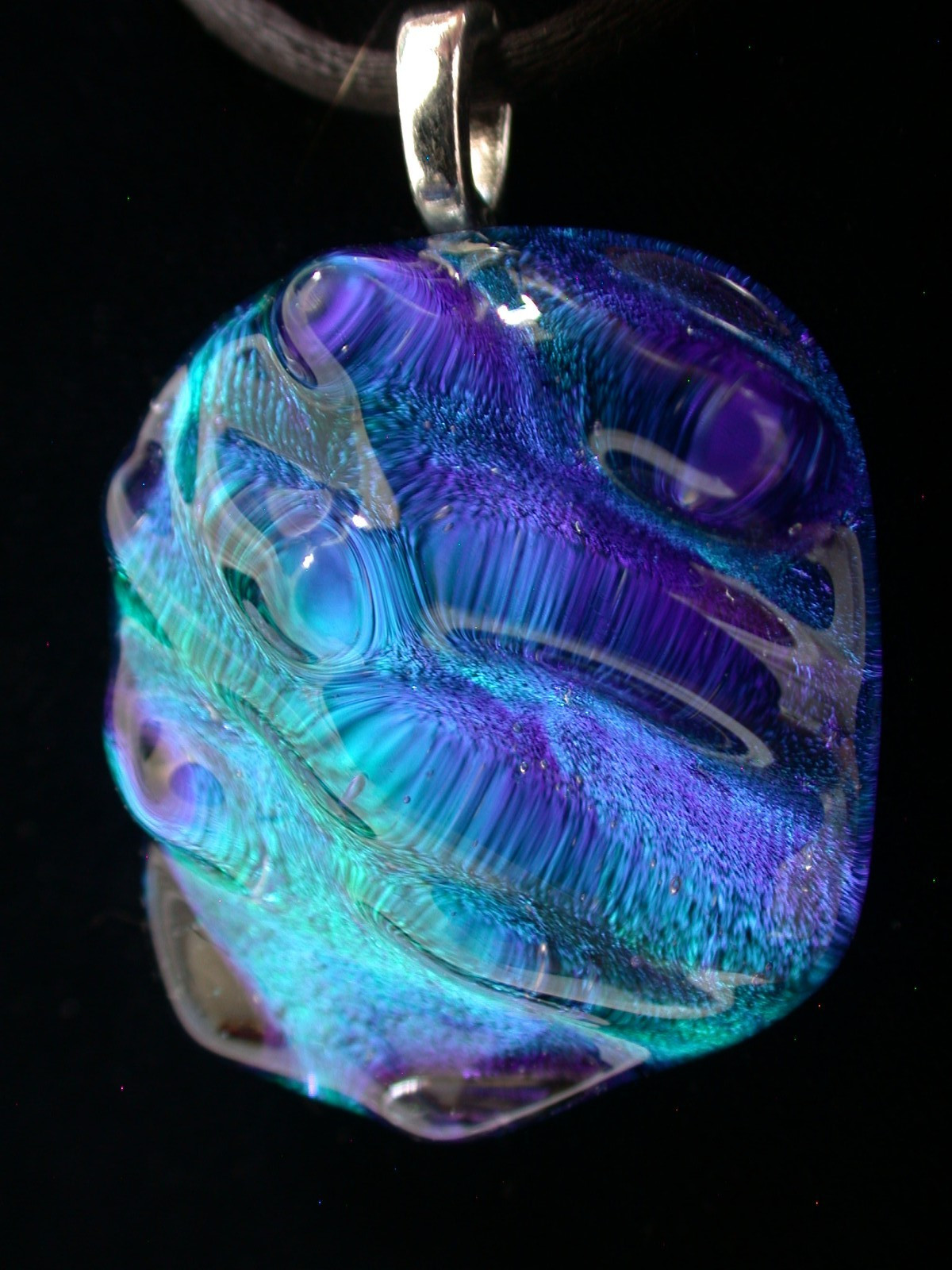 HANDCRAFTED Dichroic Sculptured Fused Glass Pendant / FOCAL PIECE