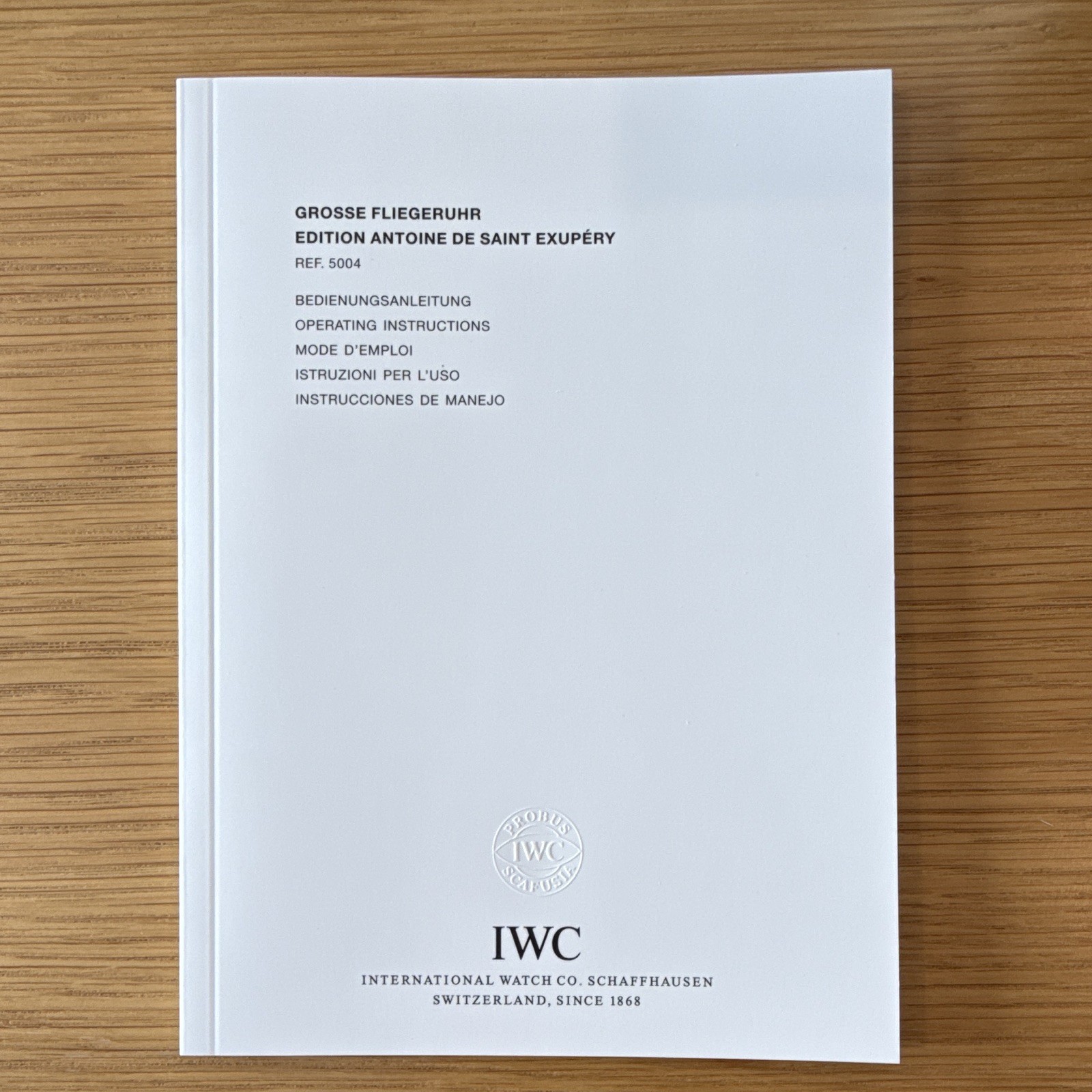 IWC Watch Leather Presentation Box w/ Outer Box, Booklets & Cleaning Cloth