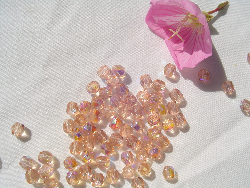 Czech Fire Polish Faceted Round Glass Bead WR26-5mm Pink A/B Jewelry/50pc