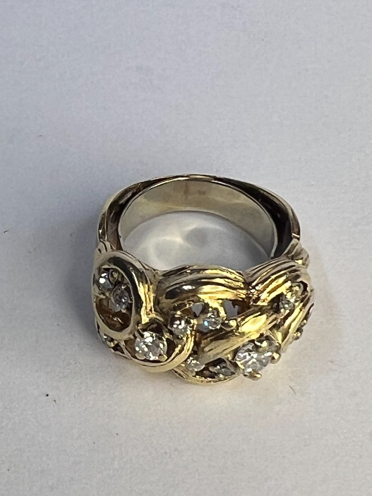 14K Yellow Gold Diamond Basket Weave Ring 0.55ct Appraised size 3-5.5