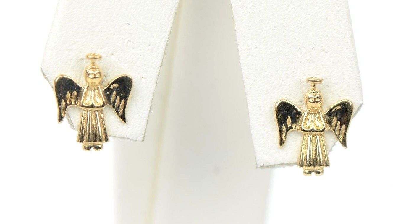 14k Yellow or White Gold Angel Stud Earrings