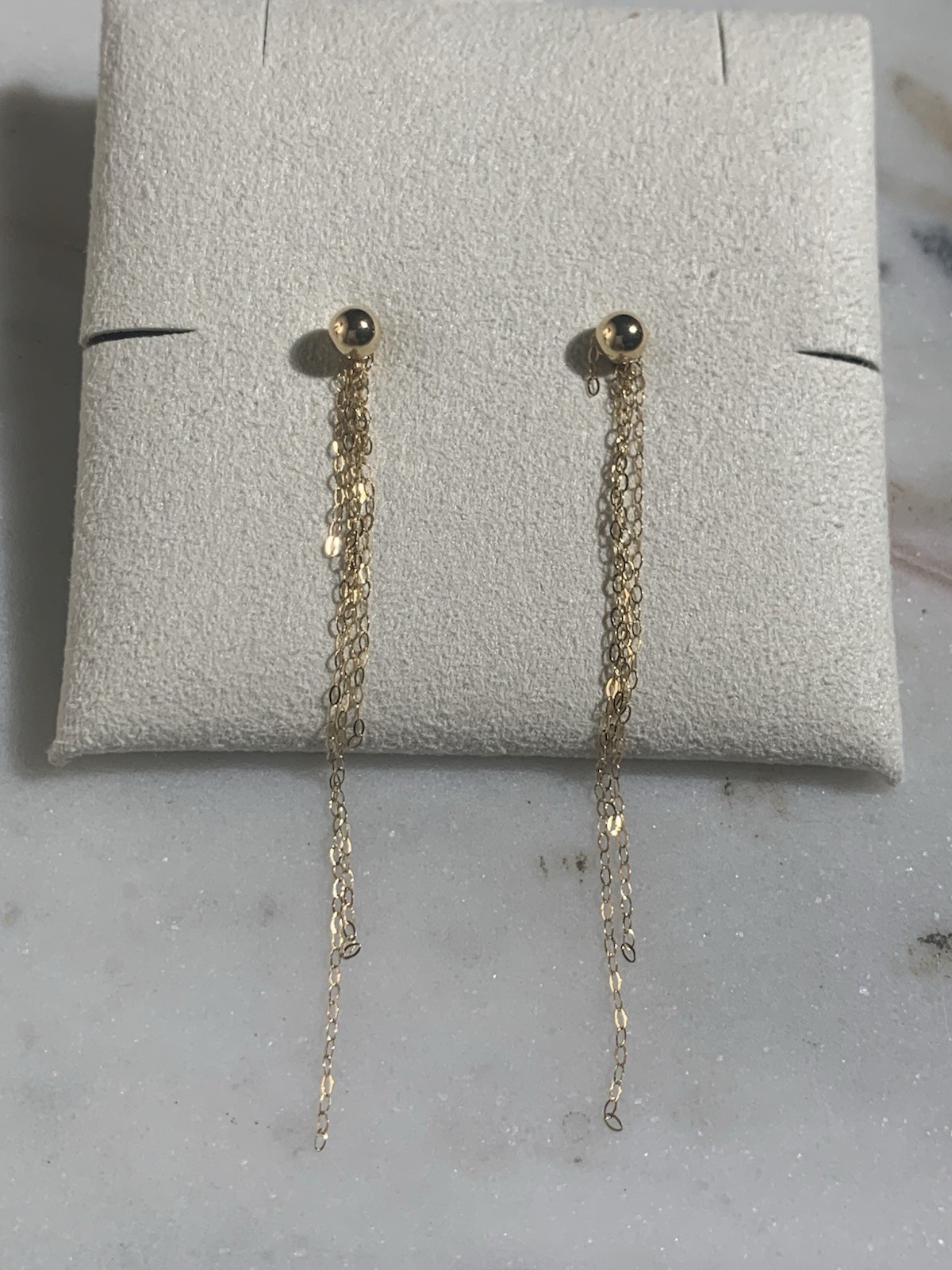 18 K Gold stamped Chain Dangle Drop Earrings Asymmetrical 5cm Fashion