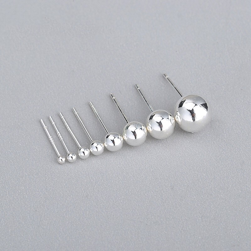 925 Sterling Silver Ball Bead Earring Post with Back 2mm 2.5mm 3mm 4mm 5mm 6mm