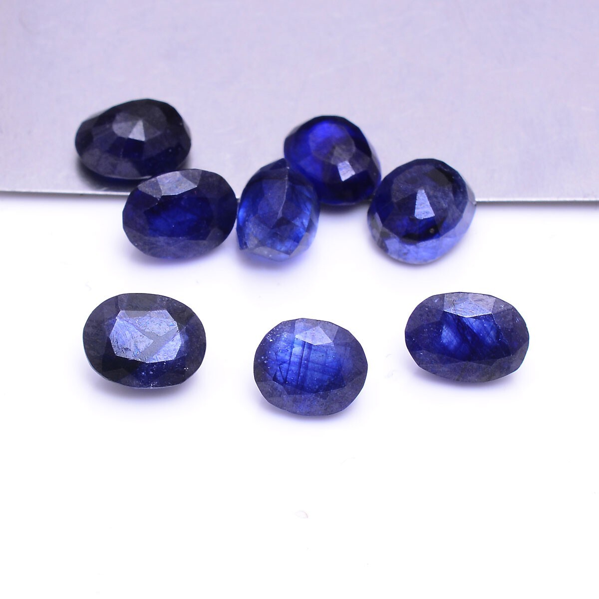 8 Pcs Natural Blue Sapphire Top Grade 7.71mm-8.34mm Oval Cut Gemstones Wholesale
