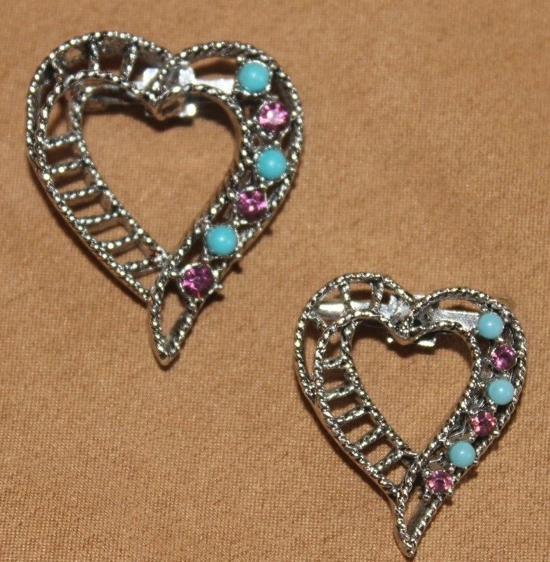 Signed Gerry’s Vintage Pair of Heart Brooches, Pins -Small & Large Sizes
