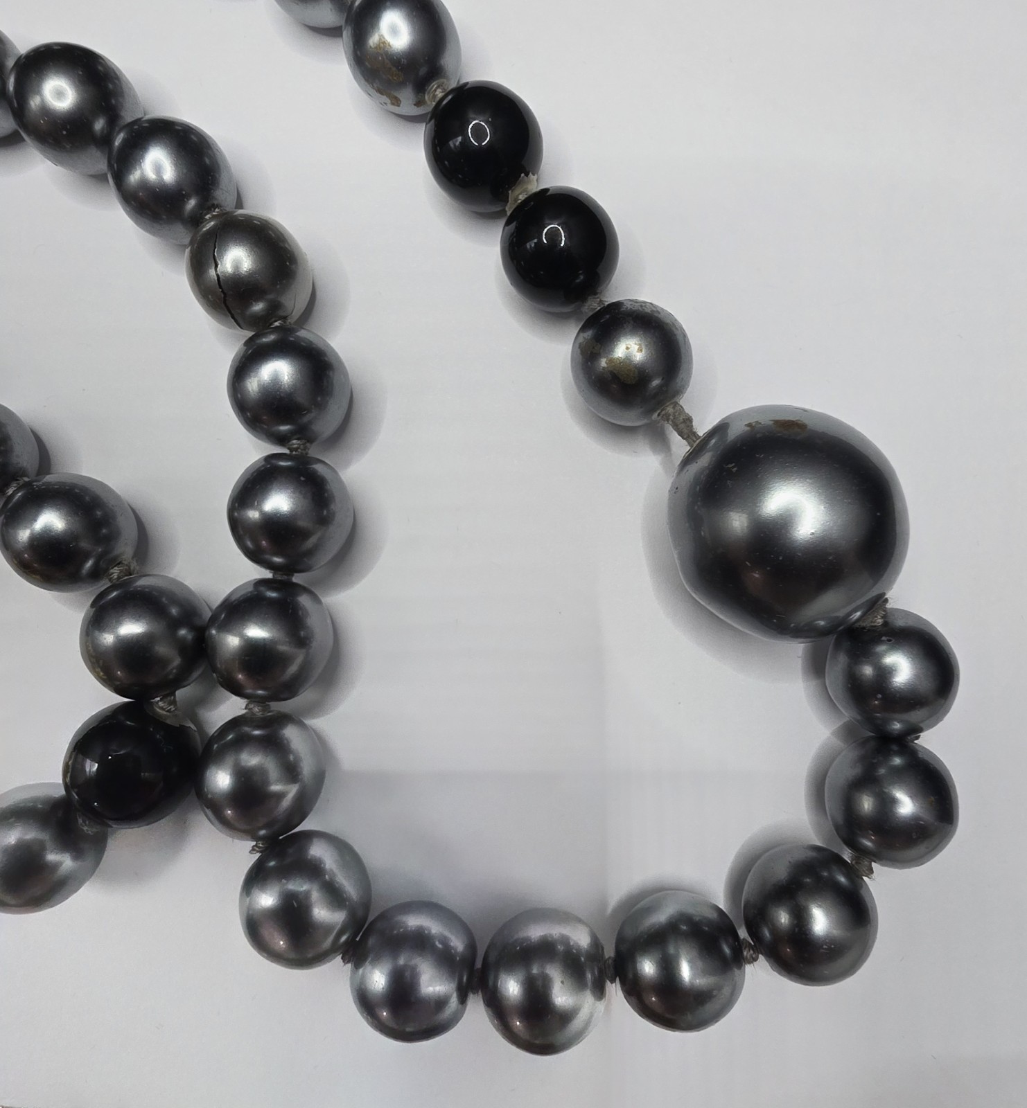 VTG CHANEL Grey Gripoix Pearl Sautoir Necklace Early 90s READ DESCRIPTION AS-IS