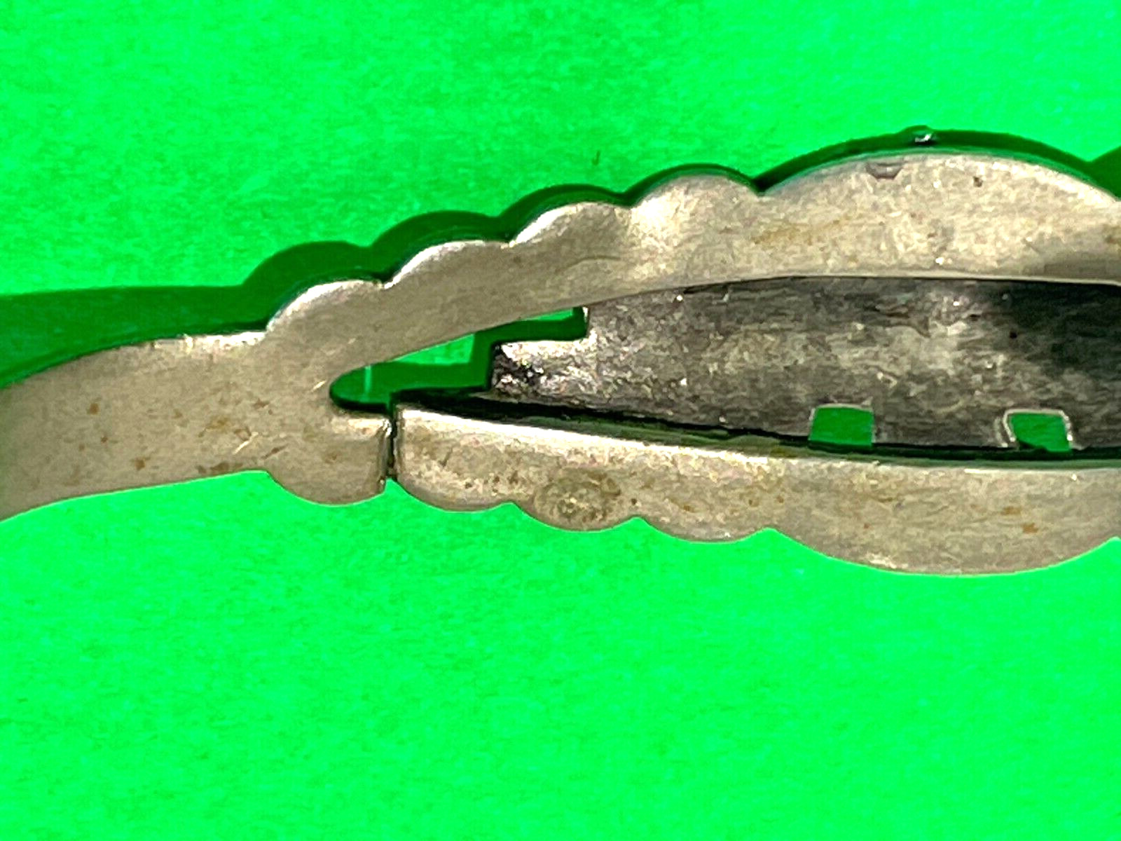 Vint. American Indian Nickle Silver bell Bangle 1940’s-50’s ~ Broken