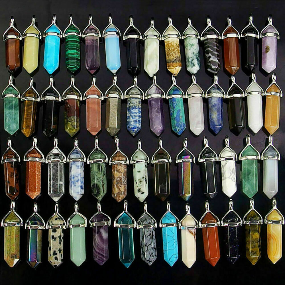 Quartz Point Chakra Glass Healing Gemstone Pendant Necklace Stone Gift