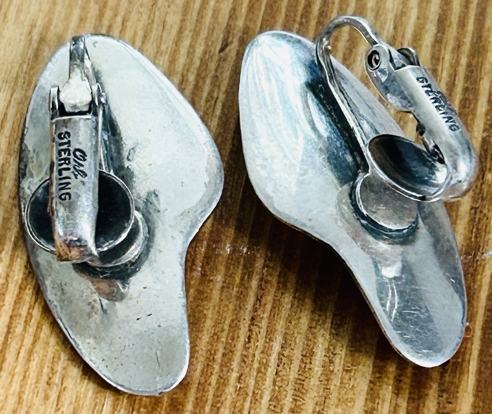Vintage Otto Robert Bade ORB Modernist Sterling Silver Clip On Earrings 7.35 Gr.