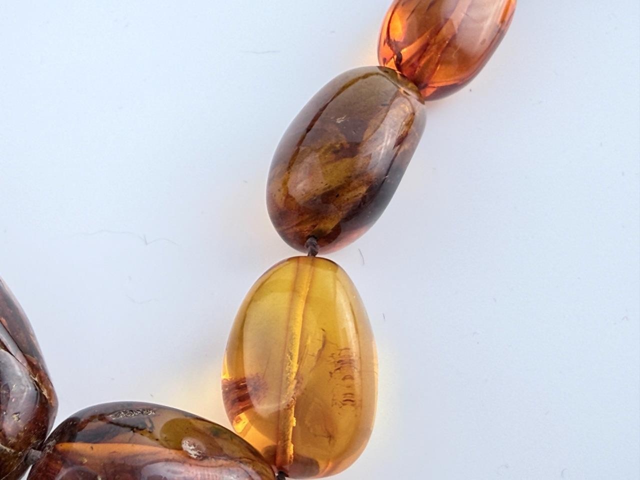 Vintage Freeform Shape Multi Mixed Amber Beaded Necklace 30 Inches Length 114g