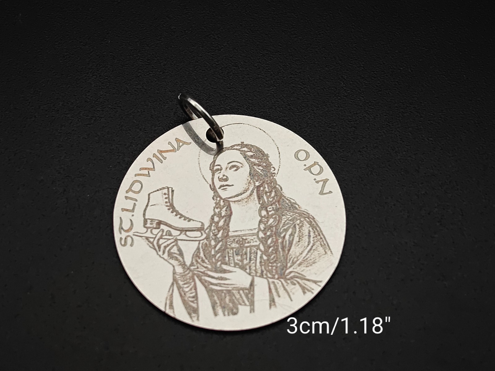 St Lidwina Medal 30mm, Personalized Stianless Steel Pendant